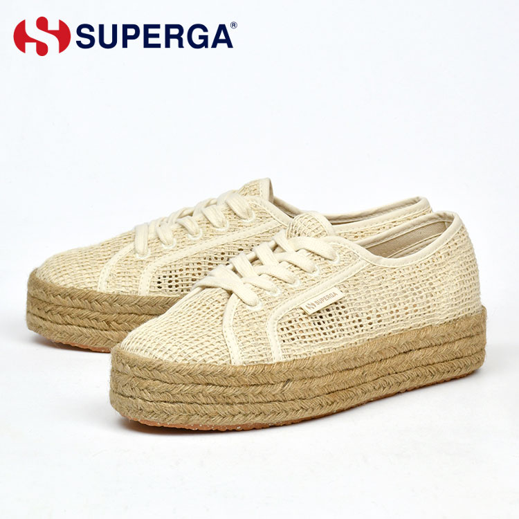 スペルガ スニーカー レディース ベージュ ジュート エスパドリーユ 厚底 SUPERGA 2730 ROPE ORGANIC MACRAME BEIGE RAW S31223W A00