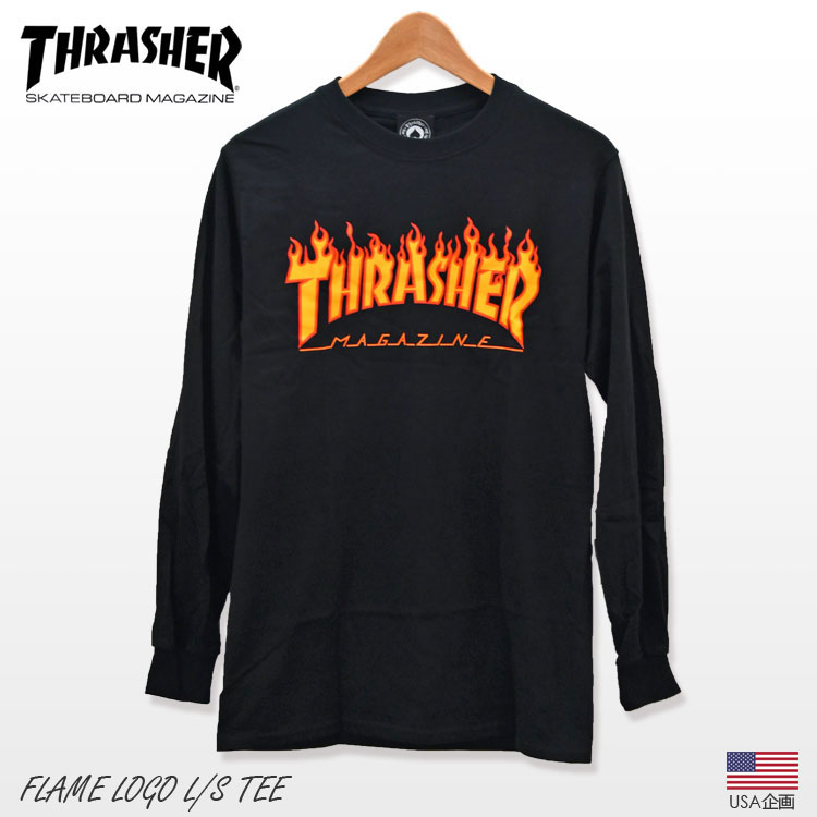 乐天商城 - メール便 特別価格 スラッシャー フレイム Tシャツ ロングスリーブ USA企画 長袖 THRASHER FLAME LOGO L/S TEE 国内正規品 スケートボード