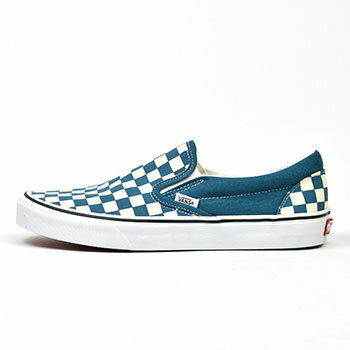 バンズ スリッポン スニーカー VANS CLASSIC SLIP-ON (CHECKERBOARD) BLUE CORAL/TRUE WHITE ヴァンズ スケートシューズ vn0a33tb9ex