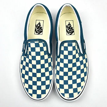 バンズ スリッポン スニーカー VANS CLASSIC SLIP-ON (CHECKERBOARD) BLUE CORAL/TRUE WHITE ヴァンズ スケートシューズ vn0a33tb9ex