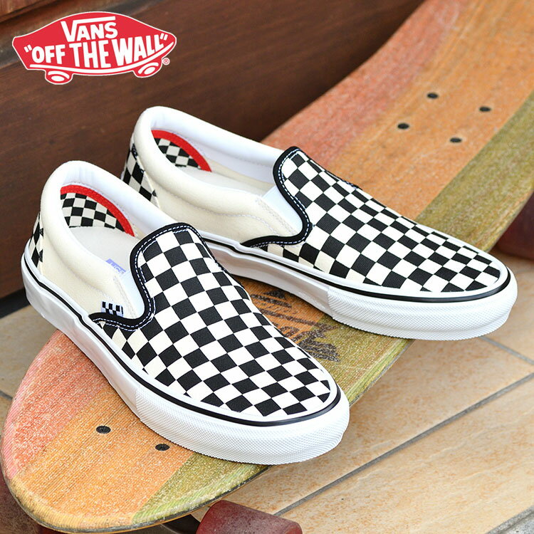 バンズ スケート スリッポン VANS SKATE SLIP-ON (CHECKERBOARD) BLACK/OFF WHITE ヴァンズ スケートシューズ vn0a5fcaauh