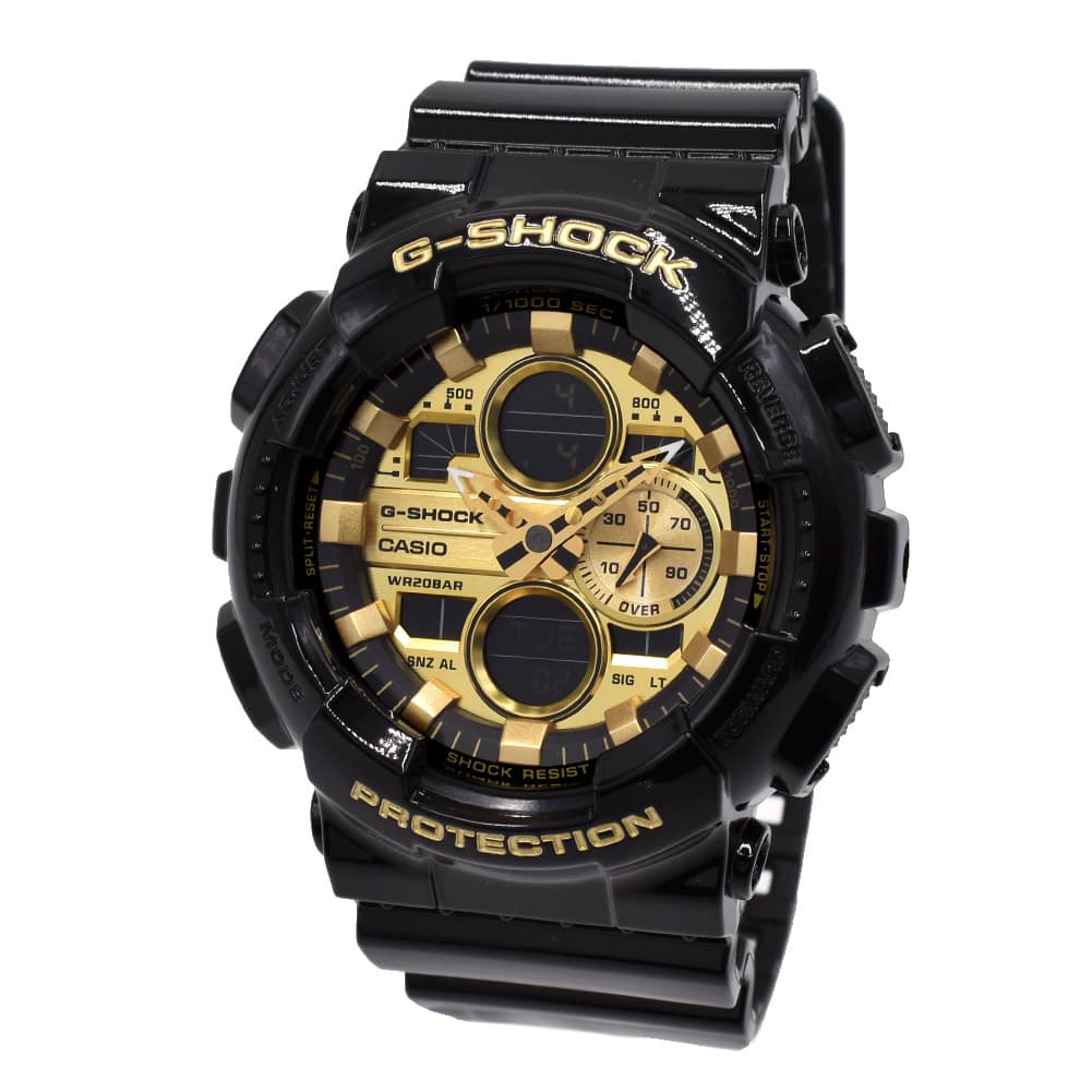 カシオ CASIO 腕時計 メンズ レディース ユニセックス クオーツ アナデジ アナログ ゴールド×ブラック G-SHOCK Gショック ANALOG-DIGITAL 140 SERIES ジーショック 送料無料/込 卒業祝入学祝プレゼント