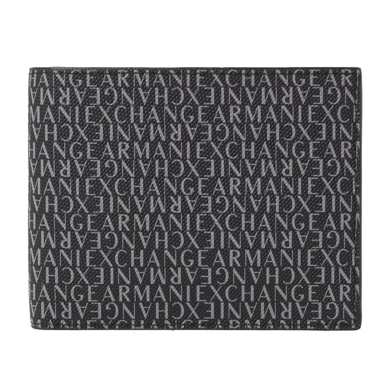 アルマーニ アルマーニエクスチェンジ ARMANI EXCHANGE 二つ折り財布 ミニ財布 メンズ レザー ロゴ柄 BLACK 送料無料/込 父の日ギフト