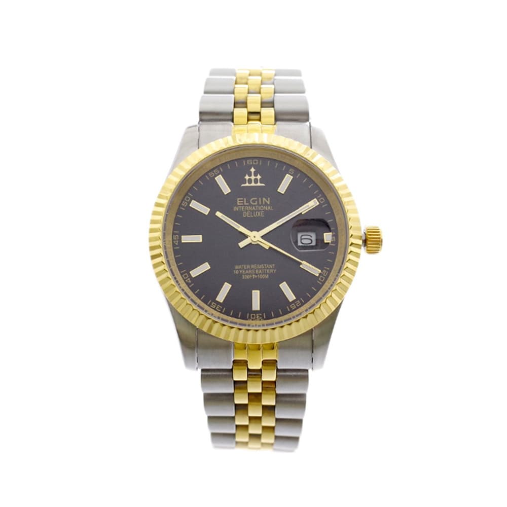 エルジン 腕時計（メンズ） エルジン ELGIN 腕時計 メンズ ブラック シルバー 送料無料/込 父の日ギフト