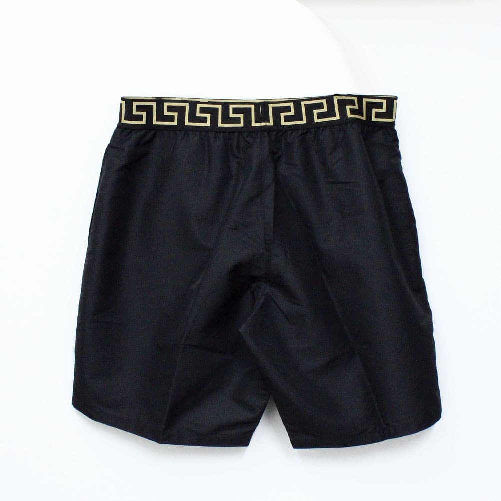 ヴェルサーチェ VERSACE スイムショーツ 水着 ボードショーツ メンズ ロゴ メドゥーサモチーフ 刺繍 ブラック Lサイズ(ウエスト86-89cm) 送料無料/込 母の日ギフト