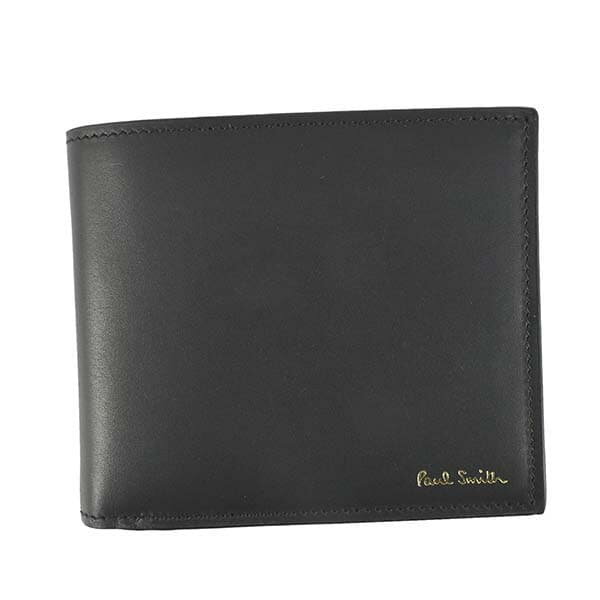 ポールスミス Paul Smith 二つ折り財布 メンズ レザー 無地 ストライプ柄 BK MEN WALLET BF COIN INTMUL 送料無料/込 父の日ギフト