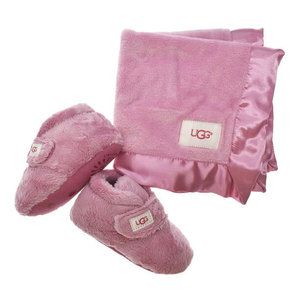 アグ UGG ベビーシューズブランケットセット おくるみ 出産ギフトセット ベビー マイクロファイバー 出産祝い 無地 ピンク系 11cm I BIXBEE AND LOVEY 送料無料/込 卒業祝入学祝プレゼント