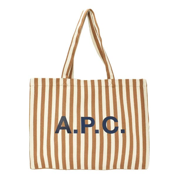 アーペーセー APC トートバッグ ショルダーバッグ ハンドバッグ レディース メンズ ユニセックス ストライプ柄 ロゴ キャメル系 SHOPPING DIANE 送料無料/込 父の日ギフト