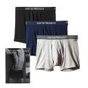 エンポリオアルマーニ EMPORIO ARMANI ボクサーパンツ3枚セット 3枚組 3色セット メンズ ロゴ 無地 シンプル ブラック ネイビー グレー Mサ...