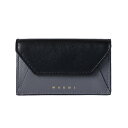 【ポイント5倍3/1まで】マルニ MARNI 名刺入れ 名刺ケース カードケース レディース メンズ ユニセックス レザー ロゴ シンプル ブラック系×グリーン系 BUSINESS CARD CASE 送料無料/込 ホワイトデー