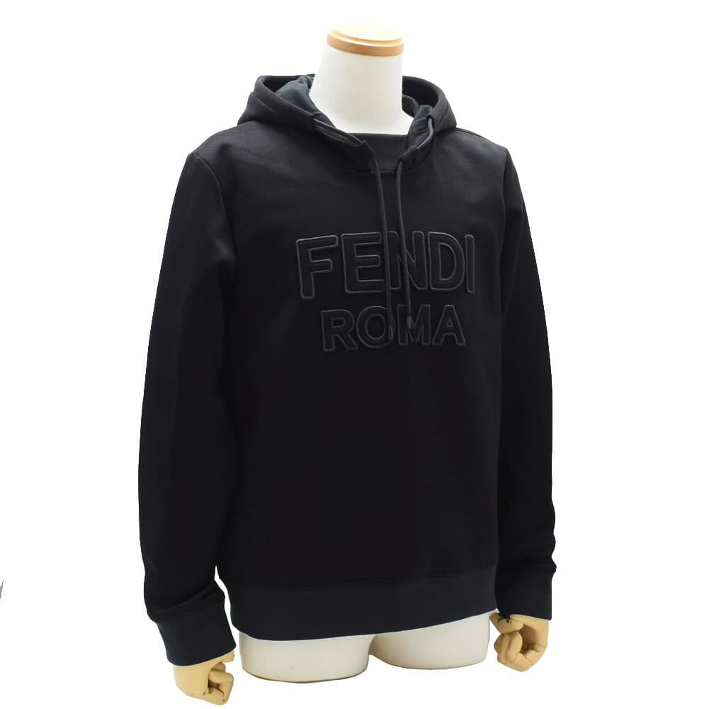 フェンディ FENDI パーカー メンズ プルオーバー ロゴ NERO Mサイズ 送料無料/込 父の日ギフト