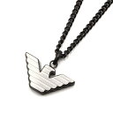 エンポリオアルマーニ EMPORIO ARMANI ペンダント ネックレス メンズ イーグルロゴモチーフ チェーン ステンレス ブラック×シルバー 送料無料/込...