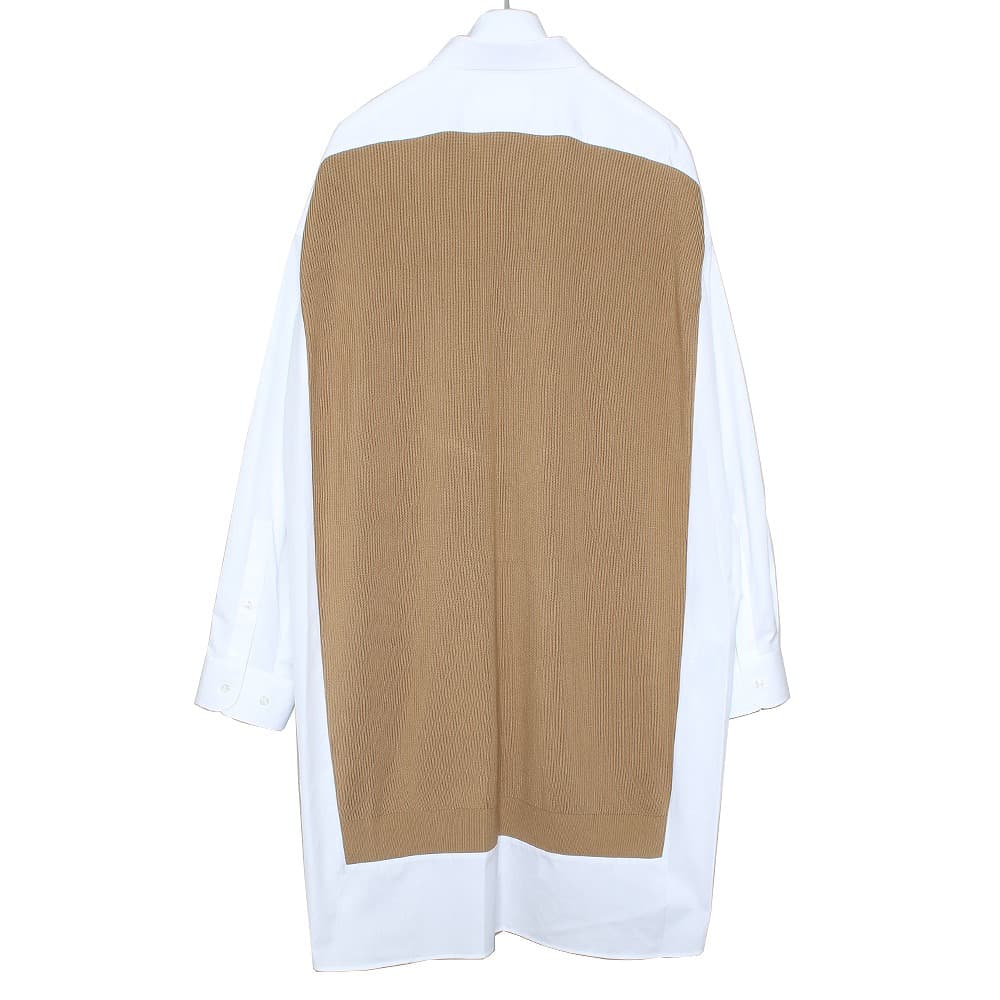 メゾンマルジェラ MaisonMargiela シャツワンピース レディース 長袖 ニット切り返し レイヤード オプティックホワイト キャメル Mサイズ 送料無料/込 父の日ギフト