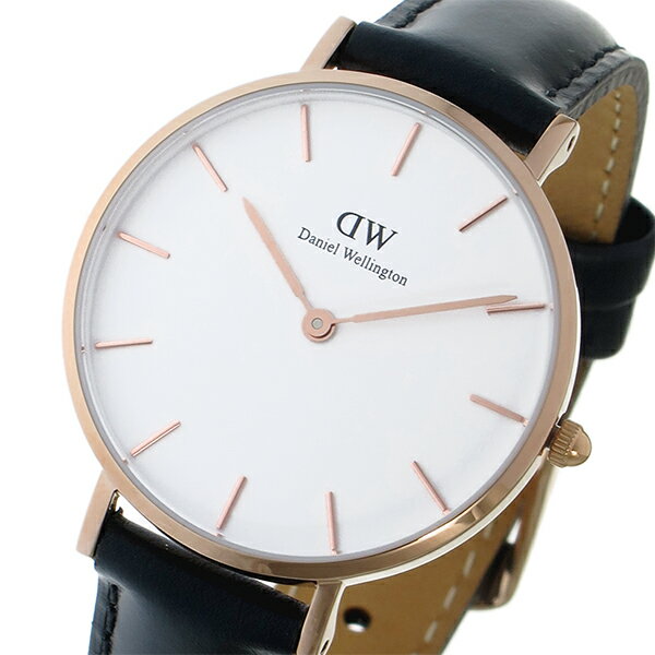 ダニエルウェリントン DanielWellington 腕時計 レディース レザー ホワイト/ローズゴールド/ブラック クラシック ペティート シェフィールド ホワイト 32mm