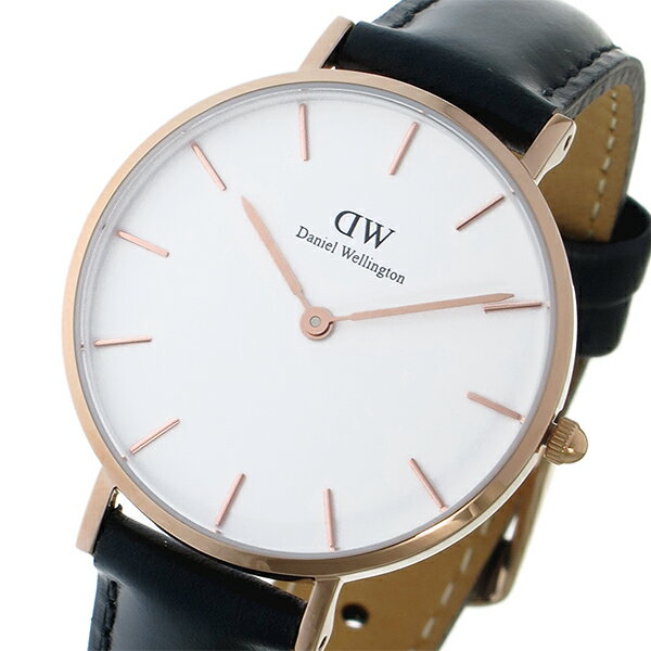 ダニエルウェリントン Daniel Wellington 腕時計 レディース レザー ホワイト/ローズゴールド/ブラック クラシック ペティート シェフィールド ホワイト 32mm 送料無料/込 父の日ギフト