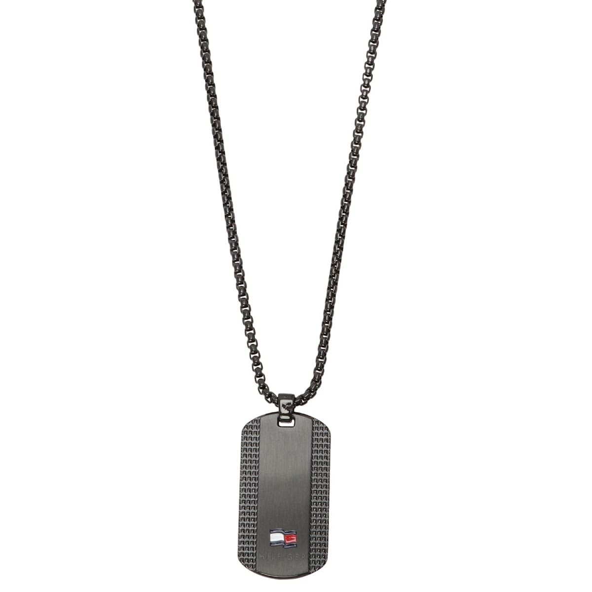 トミーヒルフィガー TOMMY HILFIGER ペンダント ネックレス メンズ ドッグタグモチーフ ロゴ ステンレス ブラック Nelson H-Link 送料無料/込 父の日ギフト