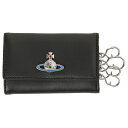 ヴィヴィアンウエストウッド VIVIENNE WESTWOOD キーケース レディース レザー ロゴ 無地 ブラック×シルバー NAPPA LEATHER KEY CASE 送料無料/込 卒業祝入学祝プレゼント