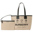 バーバリー BURBERRY トートバッグポーチセット ハンドバッグ ショルダーバッグ レディース ロゴ シンプル レザーハンドル ベージュ×ゴールド 送料無料/込 母の日ギフト