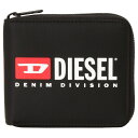 ディーゼル 二つ折り財布（メンズ） ディーゼル DIESEL 二つ折り財布 ミニ財布 メンズ ラウンドファスナー ロゴ シンプル ブラック×ホワイト/レッド 送料無料/込 母の日ギフト