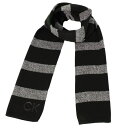 カルバンクライン Calvin Klein マフラー メンズ ボーダー柄 ロゴ BLACK 送料無料/込 卒業祝入学祝プレゼント