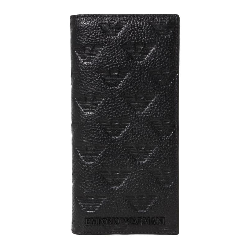 エンポリオアルマーニ EMPORIO ARMANI 長財布 ロングウォレット メンズ レザー モノグラム柄 エンボスロゴ BLACK 送料無料/込 母の日ギフト 父の日ギフト