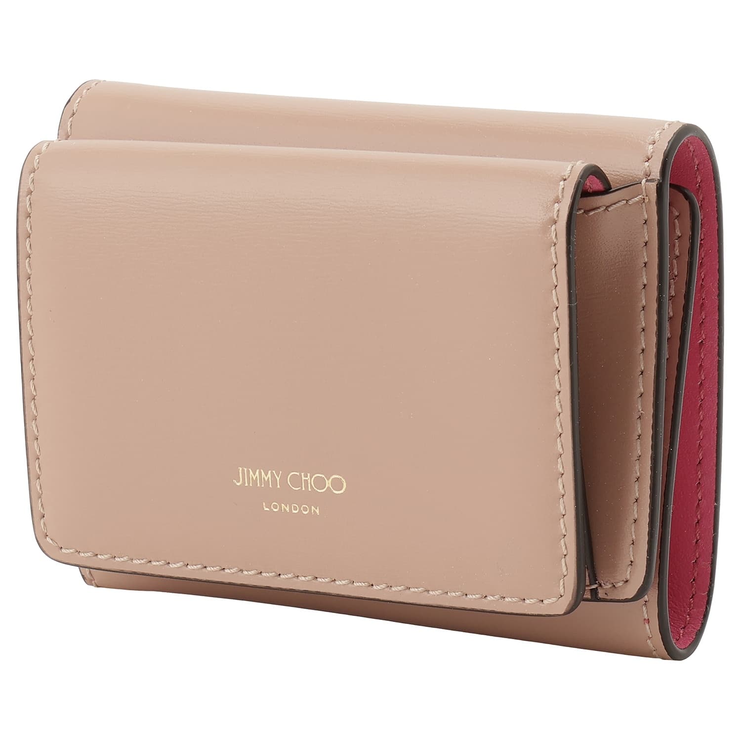 ジミーチュウ 財布（レディース） ジミーチュウ JIMMY CHOO 三つ折り財布 ミニ財布 レディース レザー シンプル ミニマル バレエピンク×キャンディピンク 送料無料/込 母の日ギフト