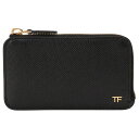 トムフォード TOM FORD コインケース 小銭入れ メンズ L字ファスナー レザー ロゴ ブラック×ブラック/ゴールド 送料無料/込 母の日ギフト