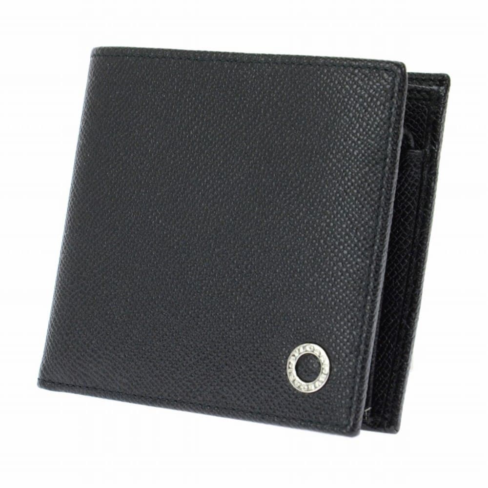 ブルガリ 二つ折り財布（メンズ） ブルガリ BVLGARI 二つ折り財布 ミニ財布 メンズ レザー ロゴ シンプル ブラック 送料無料/込 母の日ギフト 父の日ギフト