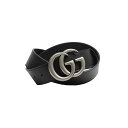 グッチ GUCCI プレーンベルト カジュアルベルト メンズ レザー ロゴ シンプル ブラック シルバー 90cm 送料無料/込 父の日ギフト