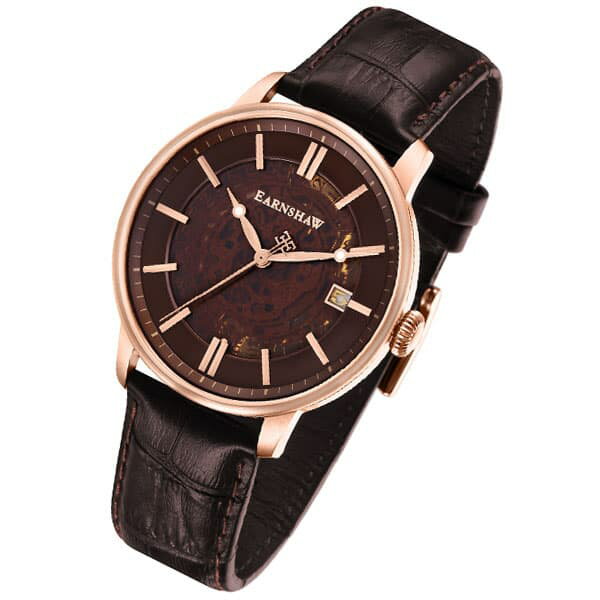 アーンショウ EARNSHAW 腕時計 メンズ 自動巻き アナログ表示 レザー 送料無料/込 卒業祝入学祝プレゼント