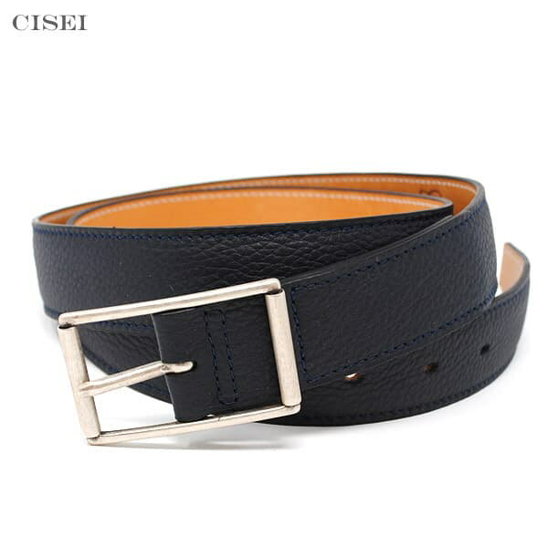 シセイ Cisei ベルト スーツベルト カジュアルベルト メンズ レザー ピンバックル オンオフ兼用 NAVY 90サイズ 送料無料/込 誕生日プレゼント
