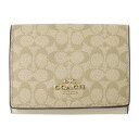 コーチ COACH 三つ折り財布 ミニ財布 レディース レザー モノグラム柄 ロゴ ライトカーキ/チョーク 送料無料/込 誕生日プレゼント