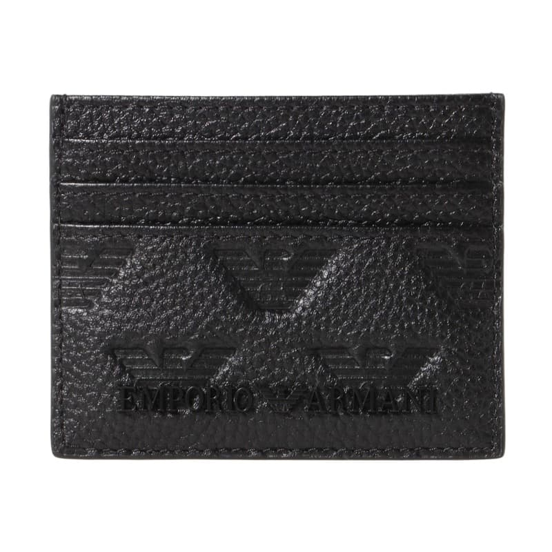 エンポリオアルマーニ EMPORIO ARMANI カードケースキーホルダーセット ギフトボックス ギフトセット メンズ レザー モノグラム柄 エンボスロゴ ブラック 送料無料/込 母の日ギフト