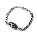 ディーゼル DIESEL ブレスレット バングル メンズ ロゴモチーフ チェーン シルバー×ブラック 送料無料/込 誕生日プレゼント