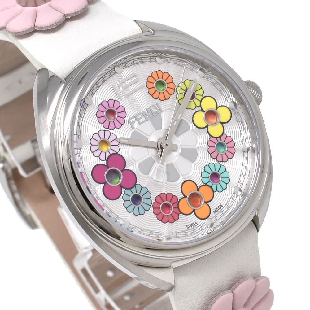 フェンディ(FENDI)FLOWERLAND フラワーランド 訳ありBOX腕時計 ホワイト×マルチカラー
