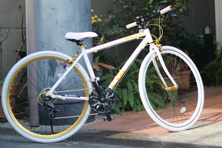 クロスバイク 完成品 自転車 700×28C シマノ製7段変速 軽量 アルミフレーム ゴールドチェーン アルミペダル リグ ムーブ LIG MOVE