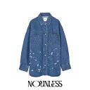 ナウンレス NOUNLESS デニム ディスチャージ プリンティング シャツ DENIM DISCHARGE PRINTHING SHIRTS オーバーサイズ ...