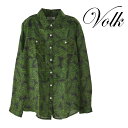 【送料無料】VANISHING ELEPHANT / ヴァニッシング エレファント BOYFRIEND SHIRT トップス シャツ レディース カットソー 長袖 葉柄 ボタニカル コットン シルク グリーン