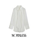 ナウンレス NOUNLESS ストライプ リボン タイ シャツ STRIPE RIBBON TIE SHIRTS 長袖 レディース 【2024 新作】ギフト プレゼント