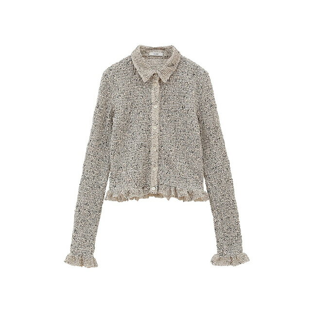 クラネ CLANE ミックス メッシュ ギャザー シャツ MIX MESH GATHER SHIRT シャーリング フリル コンパクト ネップ糸 レディース 【2025 新作】【15:00までのご注文で即日配送】のサムネイル