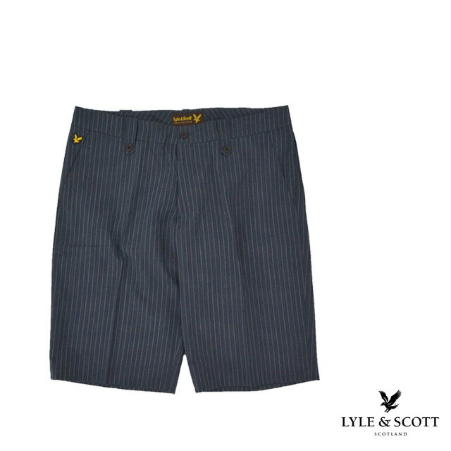 Lyle&Scott/ライルアンドスコット ストライプハーフパンツ メンズ ネイビー ライン コットン 綿 ボタン ポケット 夏