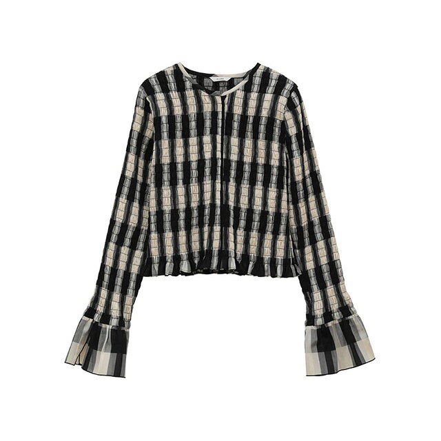 クラネ CLANE シャーリング デザイン ブラウス SHIRRING DESIGN BLOUSE フリル 長袖 レディース 【2025 新作】【15:00までのご注文で即日配送】のサムネイル