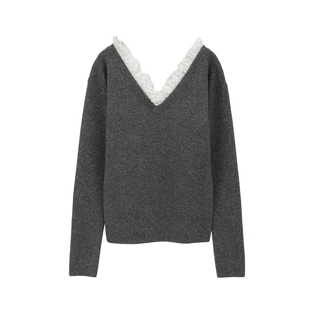 クラネ CLANE フリル Vネック ニット トップス FRILL V NECK KNIT TOPS フリル 長袖 ニット オフショルダー レディース 【2025 新作】【15:00までのご注文で即日配送】のサムネイル