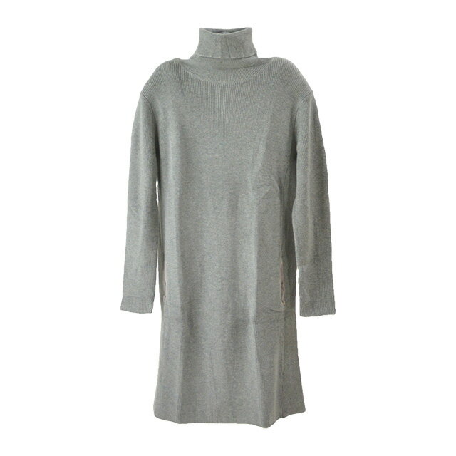 【送料無料】ROSIEE/ロージー タートルニットワンピース レディース ワンピース グレー ひざ丈 無地 ポケット 長袖 綿 コットン 秋冬