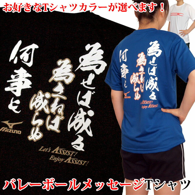 オリジナルTシャツ バレーボール 練習着 ミズノ Tシャツ 半袖 プリント 為せば成る 為さねば成らぬ 何事ものサムネイル
