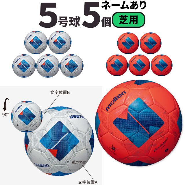 【ネーム加工込み】モルテン molten サッカー ヴァンタッジオ4900 芝用 検定球 国際公認球 5個セット F5N4900