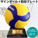 プレート付★ミカサ マスコットボール バレー セット サインボール 寄せ書き 卒業記念品 ネームプレート バレーボール V030W 刻印 自由 ゴールド mikasa 1個から製作します