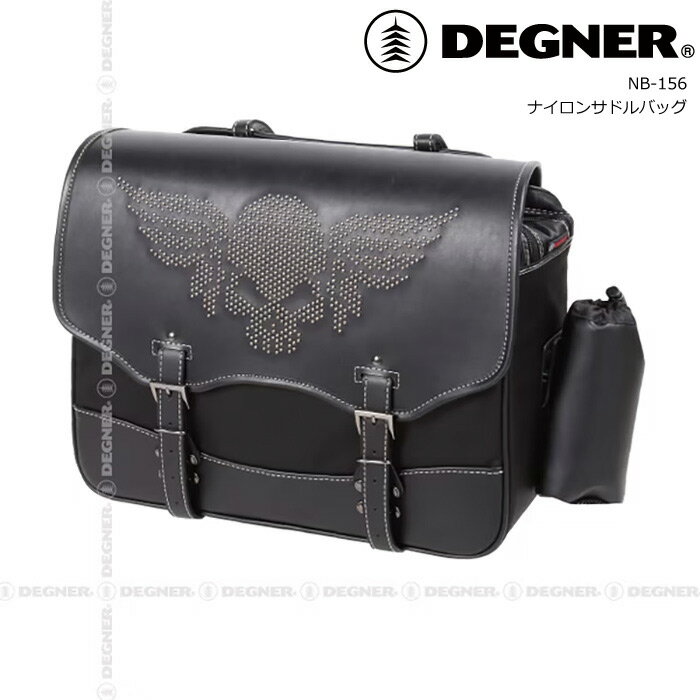 乐天商城 - DEGNER ナイロンサドルバッグ NB-156 バイク サイドバッグ 17L スカル スタッズ ツーリングバッグ