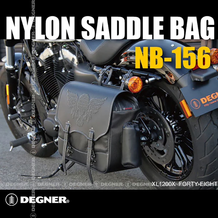 DEGNER ナイロンサドルバッグ NB-156 バイク サイドバッグ 17L スカル スタッズ ツ...