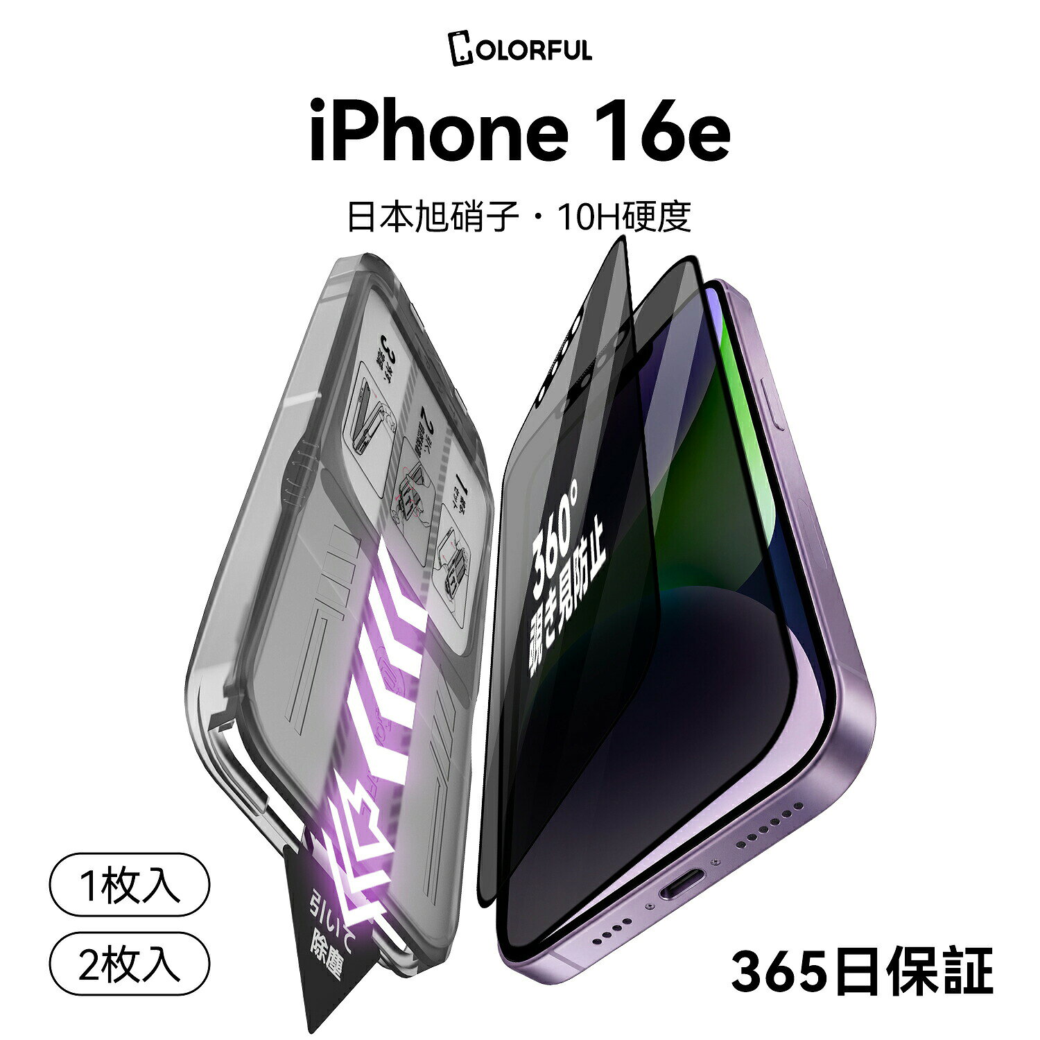 【4H限定・最大60％OFFで520円~】【360 覗き見防止 超さらさら 】iPhone 16e ガラスフィルム iPhone16e 保護フィルム iphone16e フィルム 貼るピタ 強化ガラス ガイド枠付